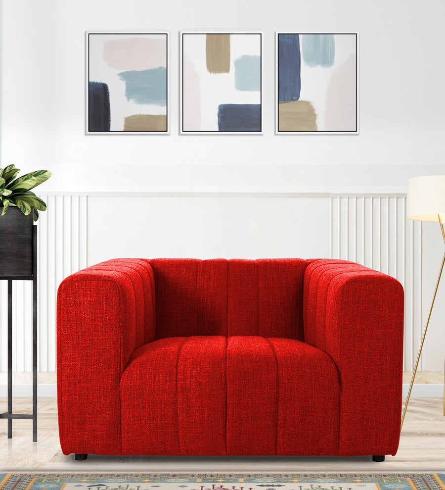 Lara  1 Seater Fabric Sofa - Ruby Red by Febonic Living