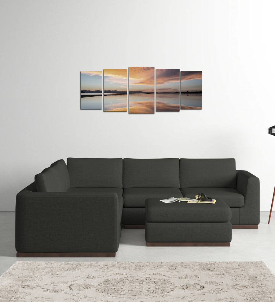 Freedom  6 Seater LHS Corner Sofa Velvet Ottoman - Hory Grey by Febonic Living