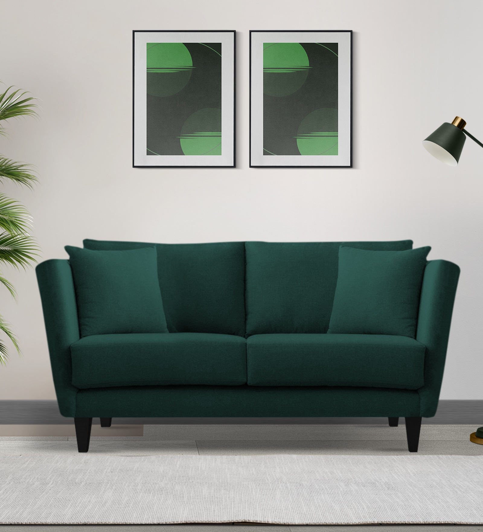 Norway Velvet 2 Seater Sofa In Forest Green Colour
