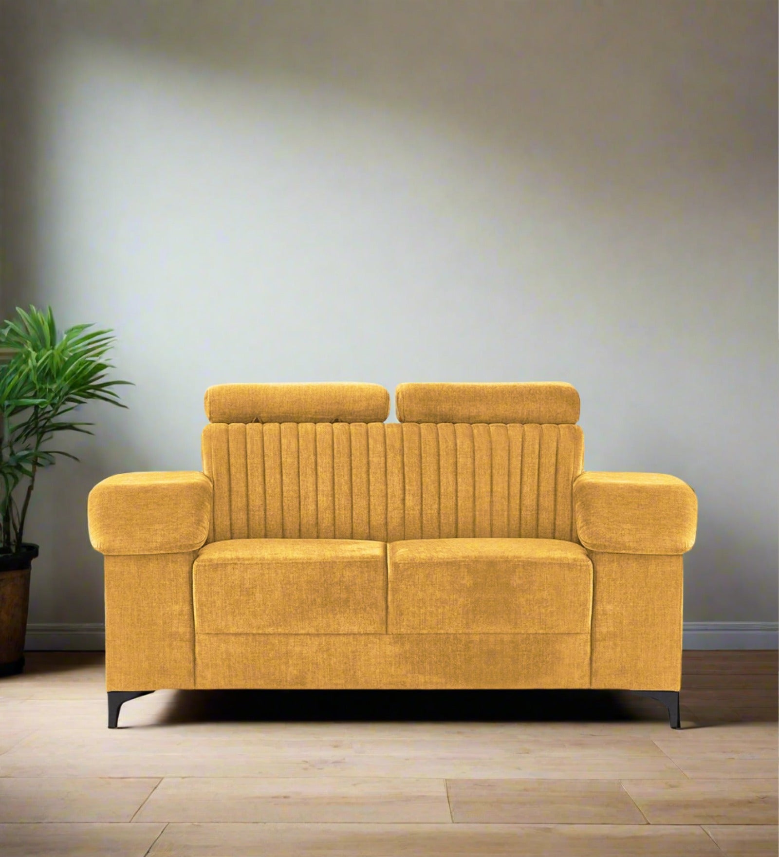 Draco Fabric 2 Seater Sofa in Blush Yellow Colour