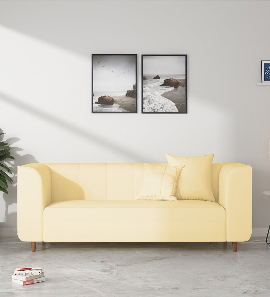 Sumo 3 Seater Velvet Sofa - Sandy Beige by Febonic Living