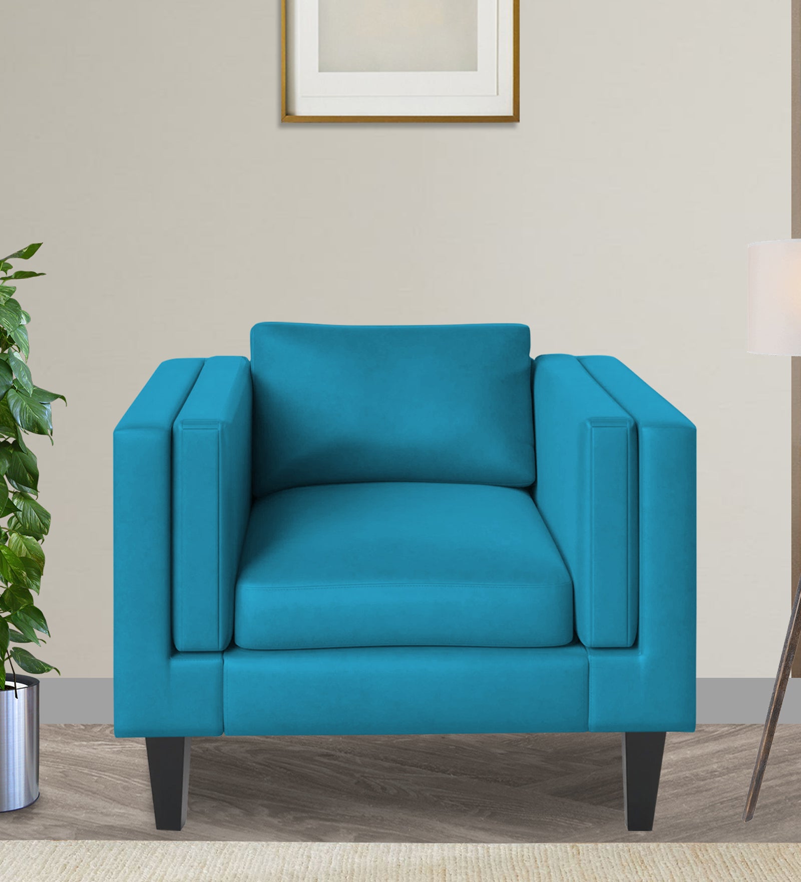 Jasper Velvet 1 Seater Sofa in Aqua blue Colour