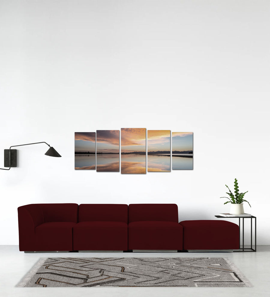 Bufa  RHS Velvet Sectional Sofa - Dark Maroon by Febonic Living