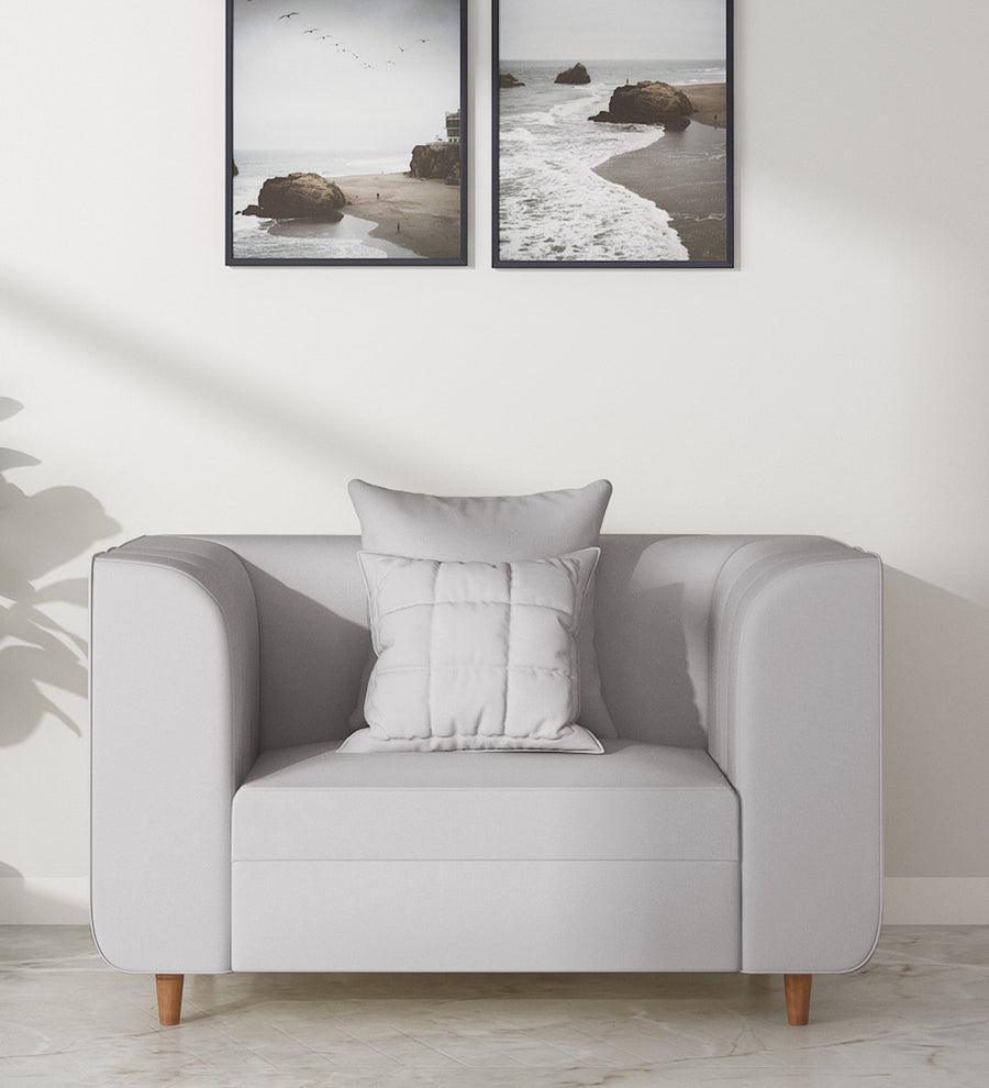 Sumo  1 Seater Velvet Sofa - light grey by Febonic Living