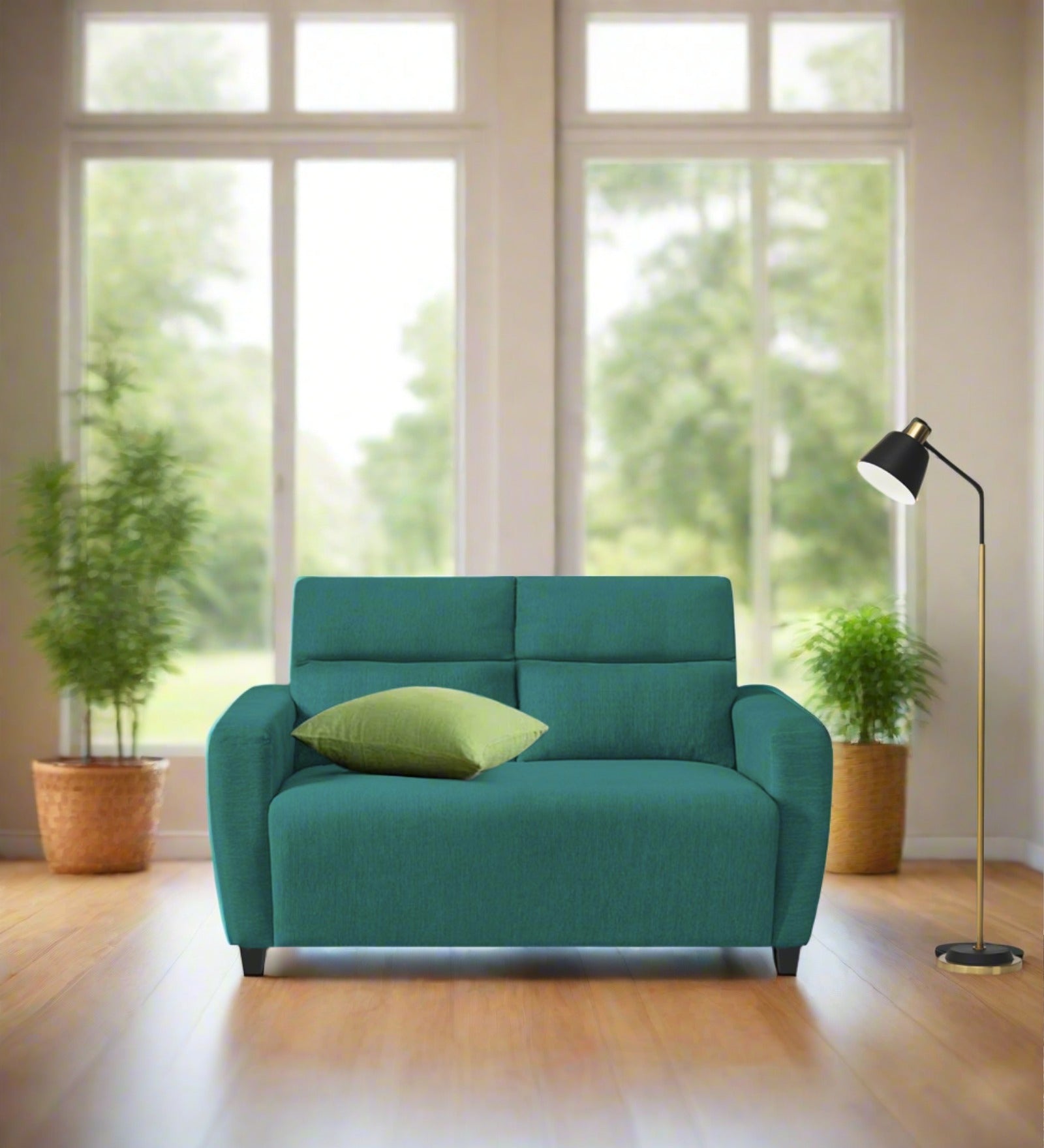 Bakadi Fabric 2 Seater Sofa in Sea green Colour
