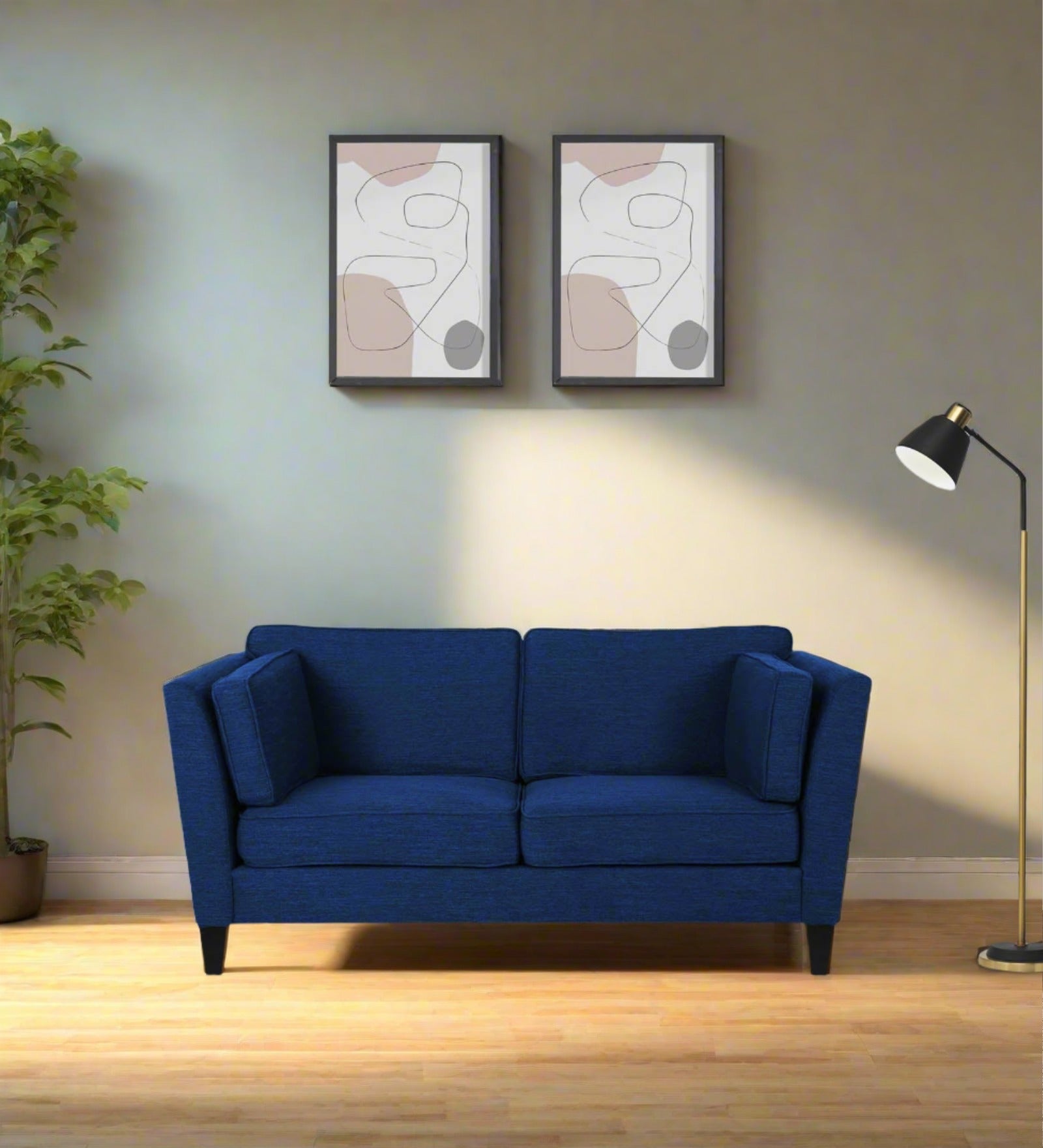 Nigar Fabric 2 Seater Sofa in Royal Blue Colour