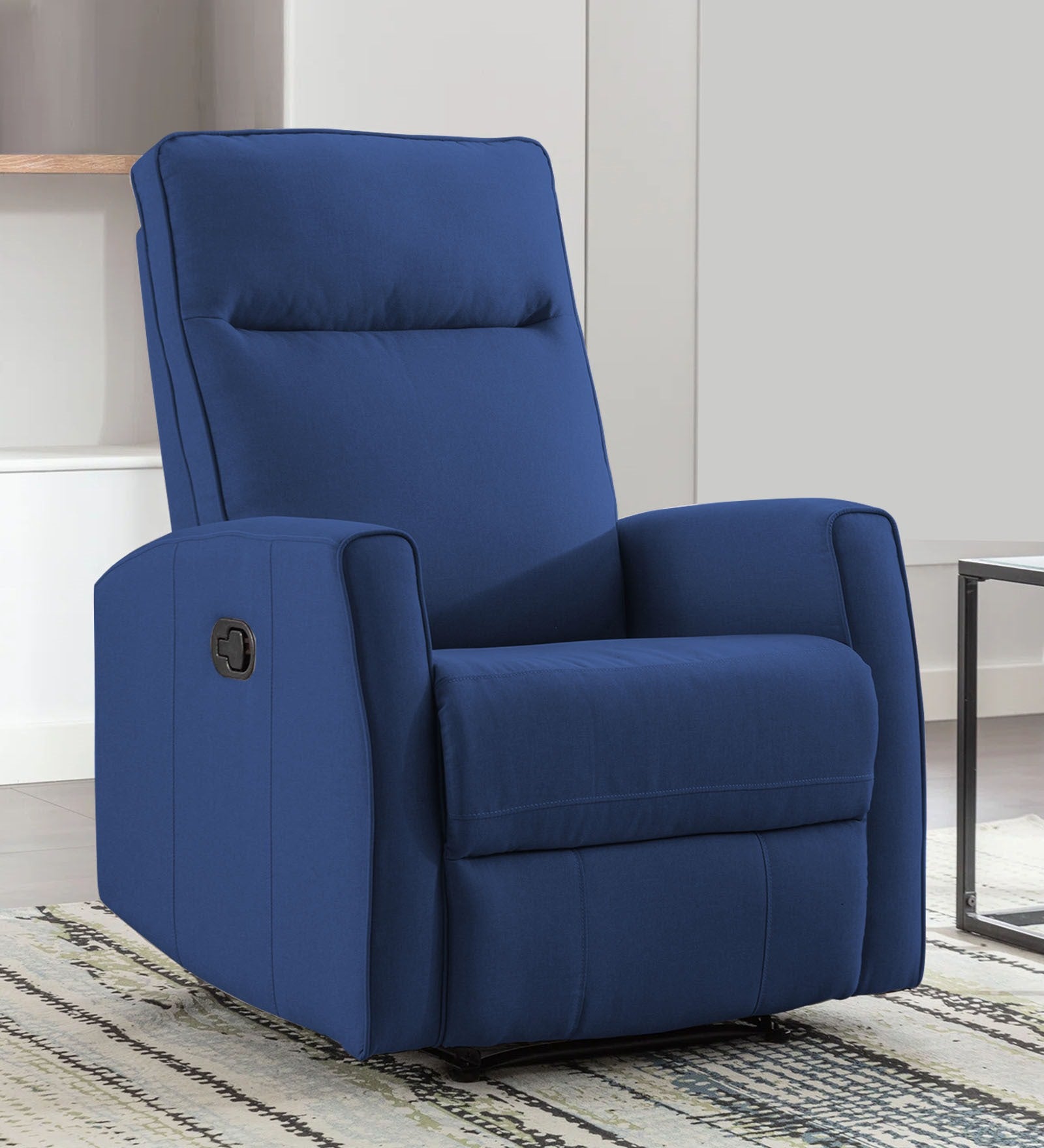 Logan Fabric Manual 1 Seater Recliner In Light Blue Colour