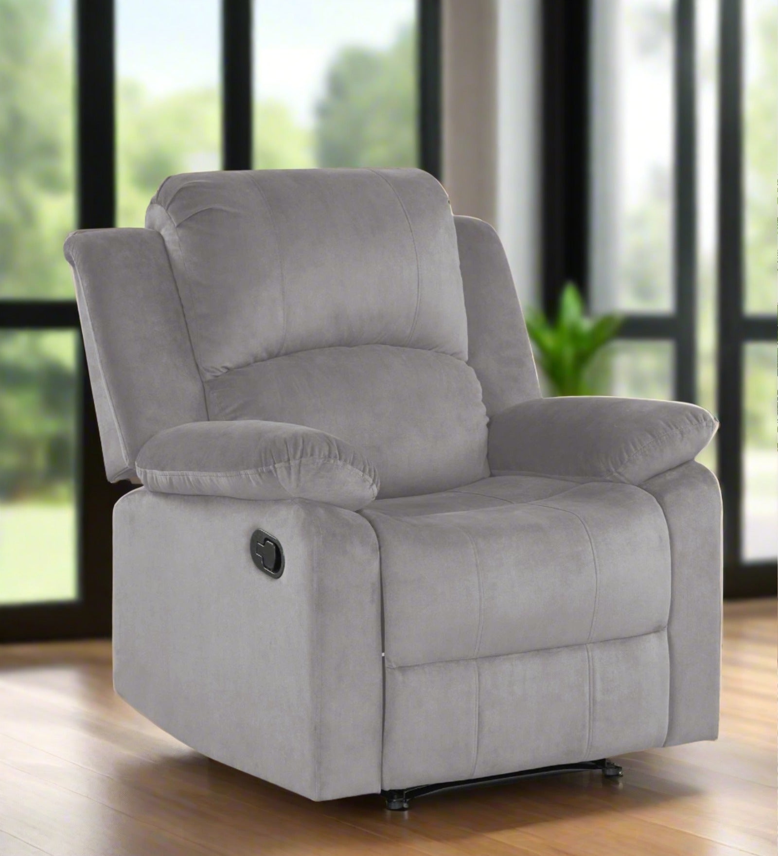 Henry Velvet Manual 1 Seater Recliner In Light grey Colour