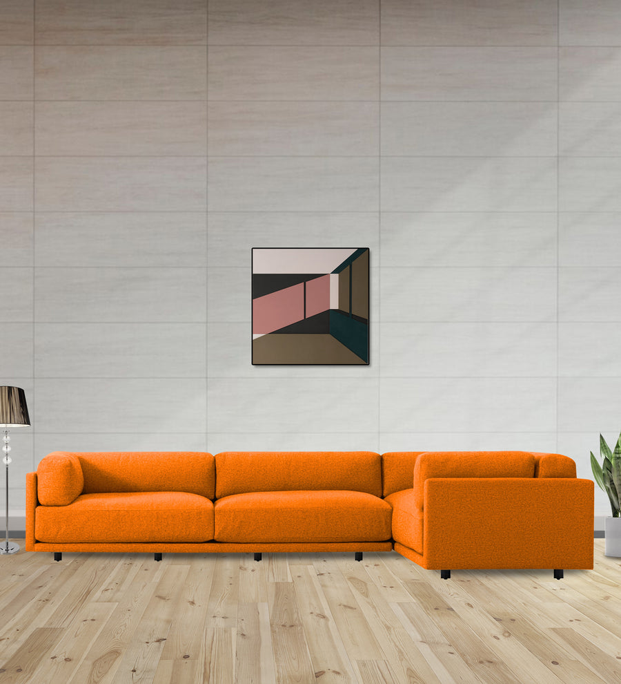 Nixon  6 Seater LHS Corner Fabric Sofa - Vivid Orange by Febonic Living