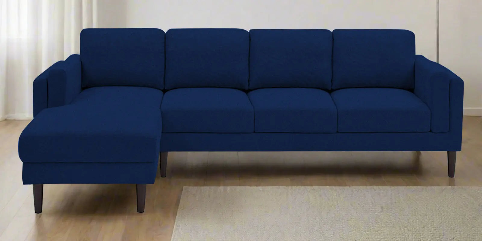 Creata Fabric RHS Sectional Sofa (3+Lounger) In Royal Blue Colour Febonic Living