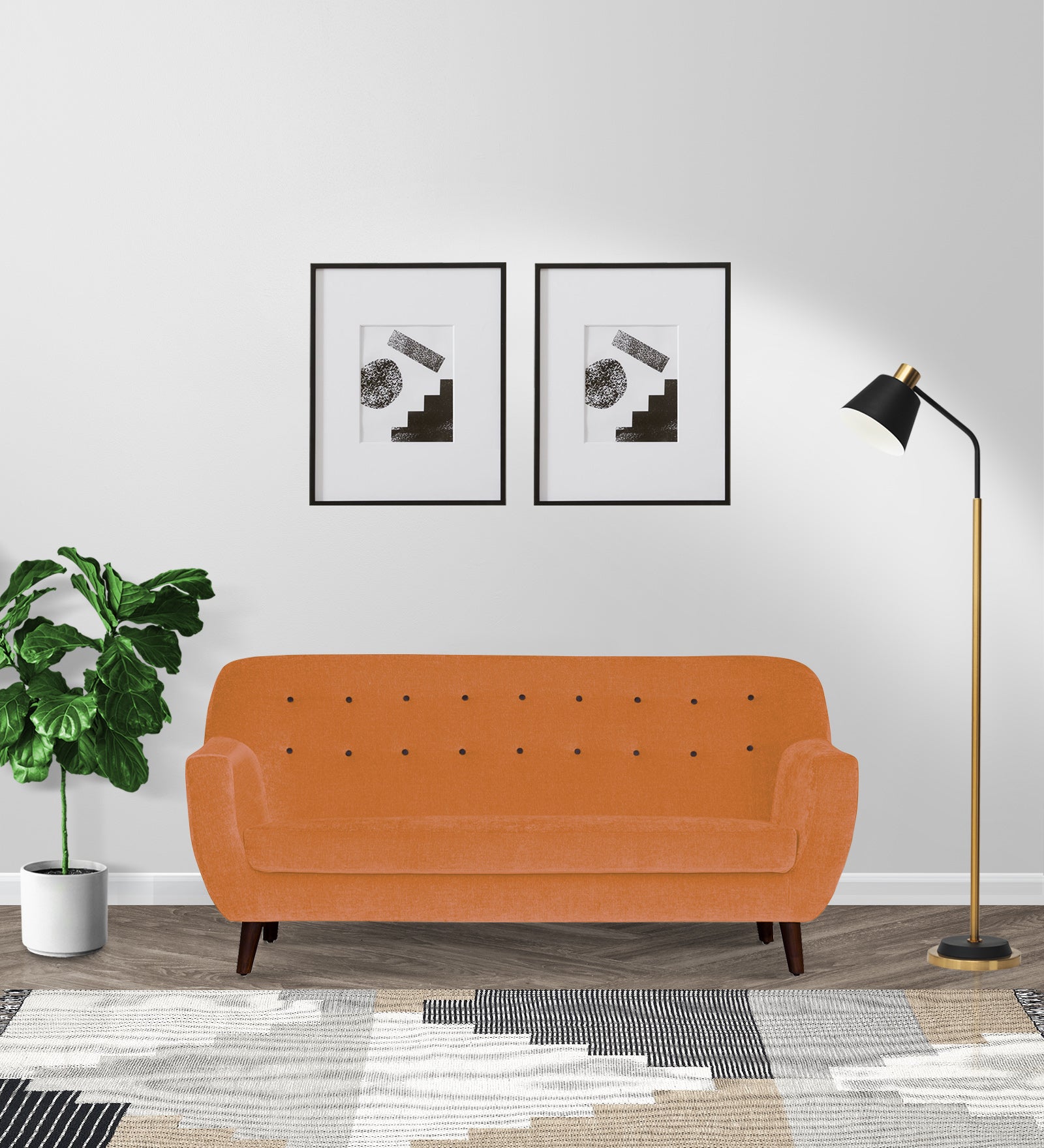German Fabric 3 Seater Sofa in Dark orange Colour