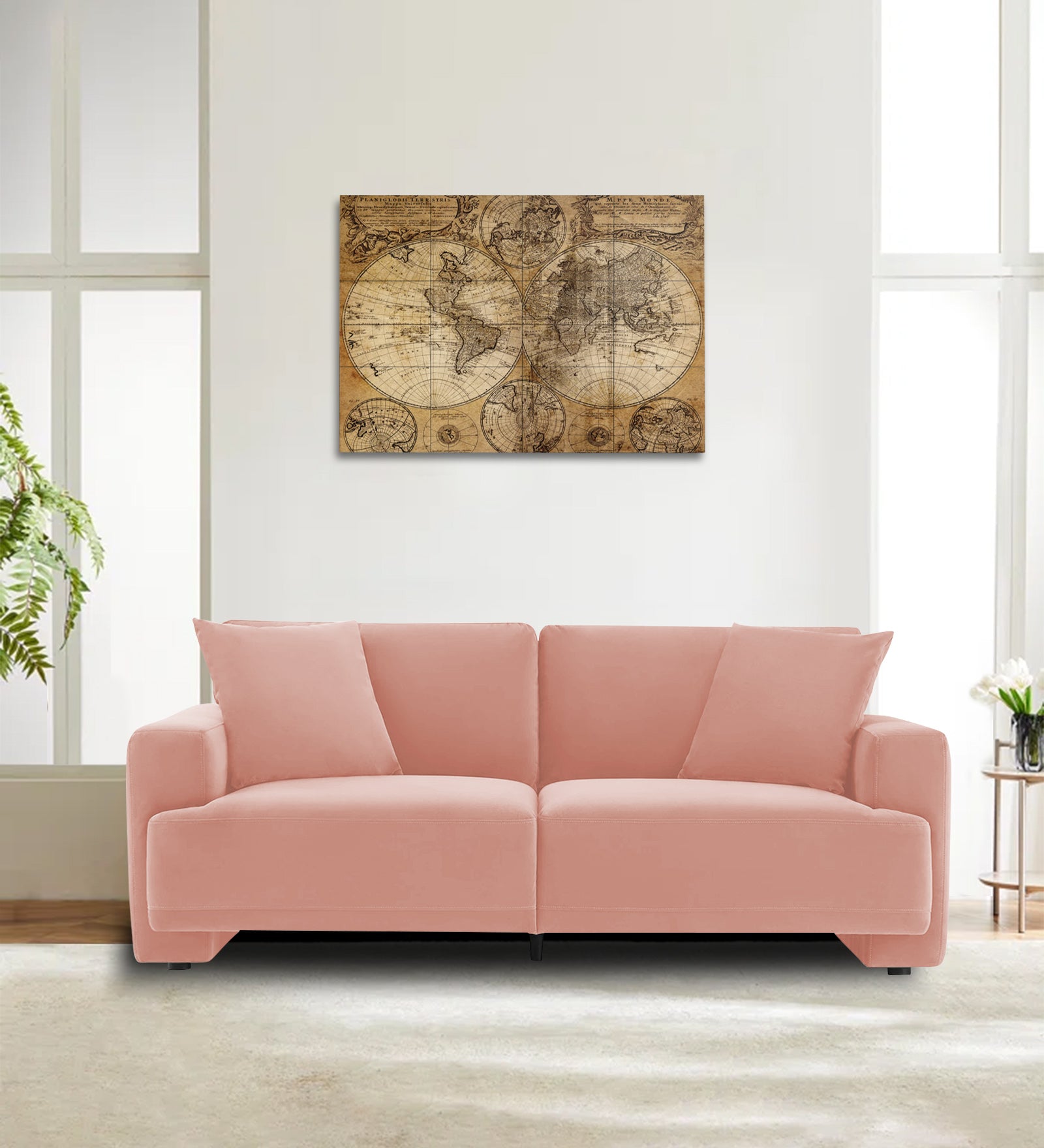 Kosta Velvet 2 Seater Sofa in Blush Pink Colour
