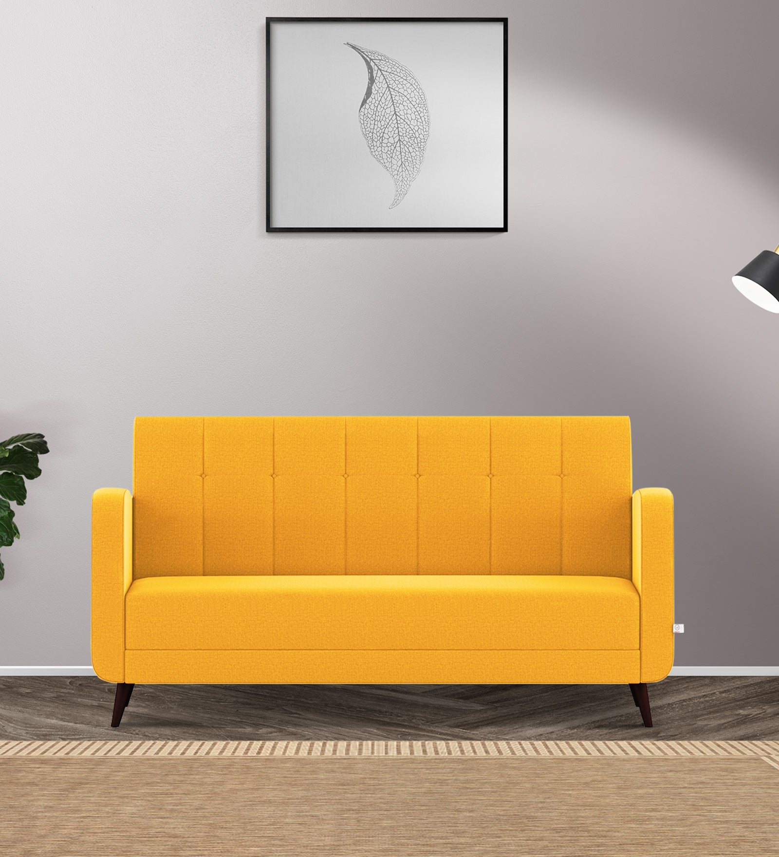 Wiki Velvet 3 Seater Sofa in Safforn Yellow Colour