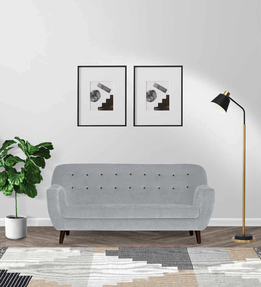 German 3 Seater Fabric Sofa - Coin Grey by Febonic Living
