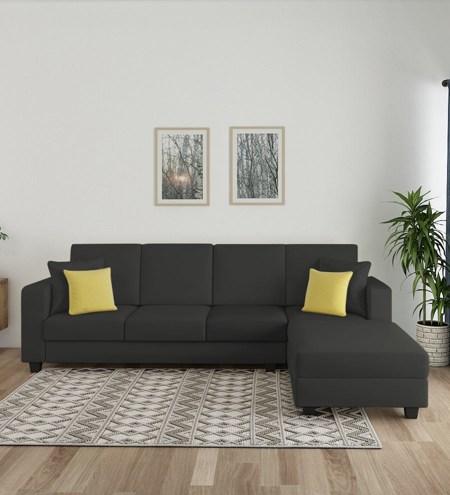 Nabi  LHS  (3+Lounger) Fabric Sectional Sofa - Charcoal Grey by Febonic Living