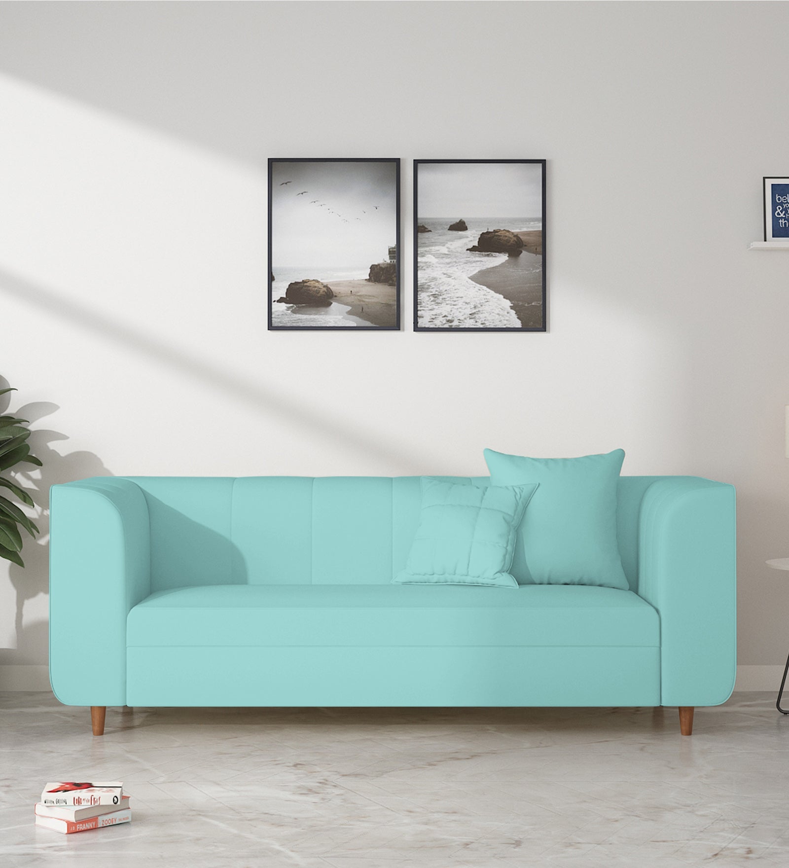 Sumo Velvet 3 Seater Sofa in Barmunda Aqua Colour