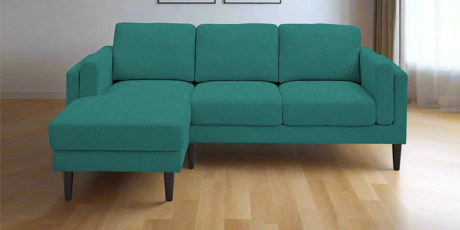Creata Fabric RHS Sectional Sofa (2+Lounger) In Sea Green Colour Febonic Living