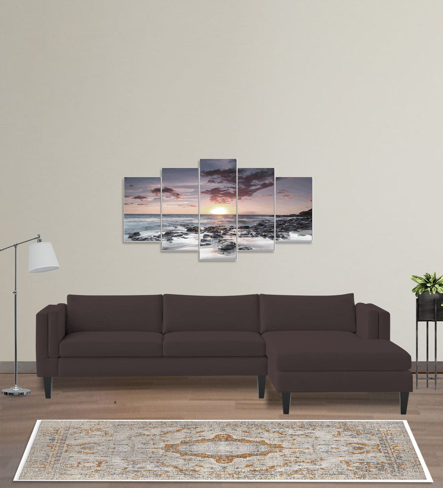 Jasper  LHS  (3+Lounger) Velvet Sectional Sofa - Mocha Brown by Febonic Living