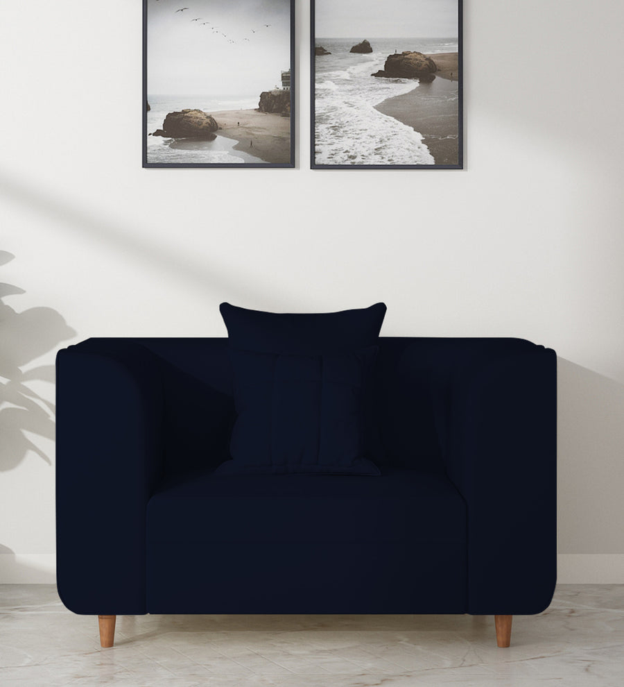 Sumo  1 Seater Velvet Sofa - Dark Blue by Febonic Living