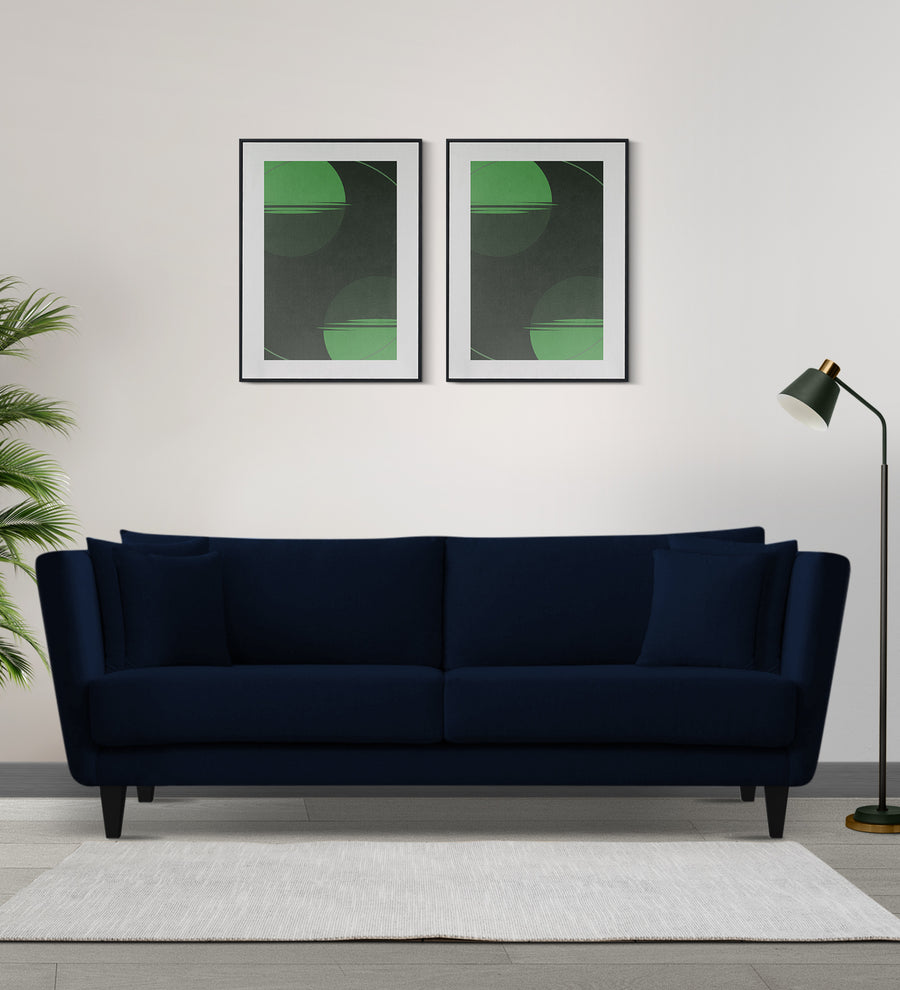 Norway 3 Seater Velvet Sofa - Dark Blue by Febonic Living