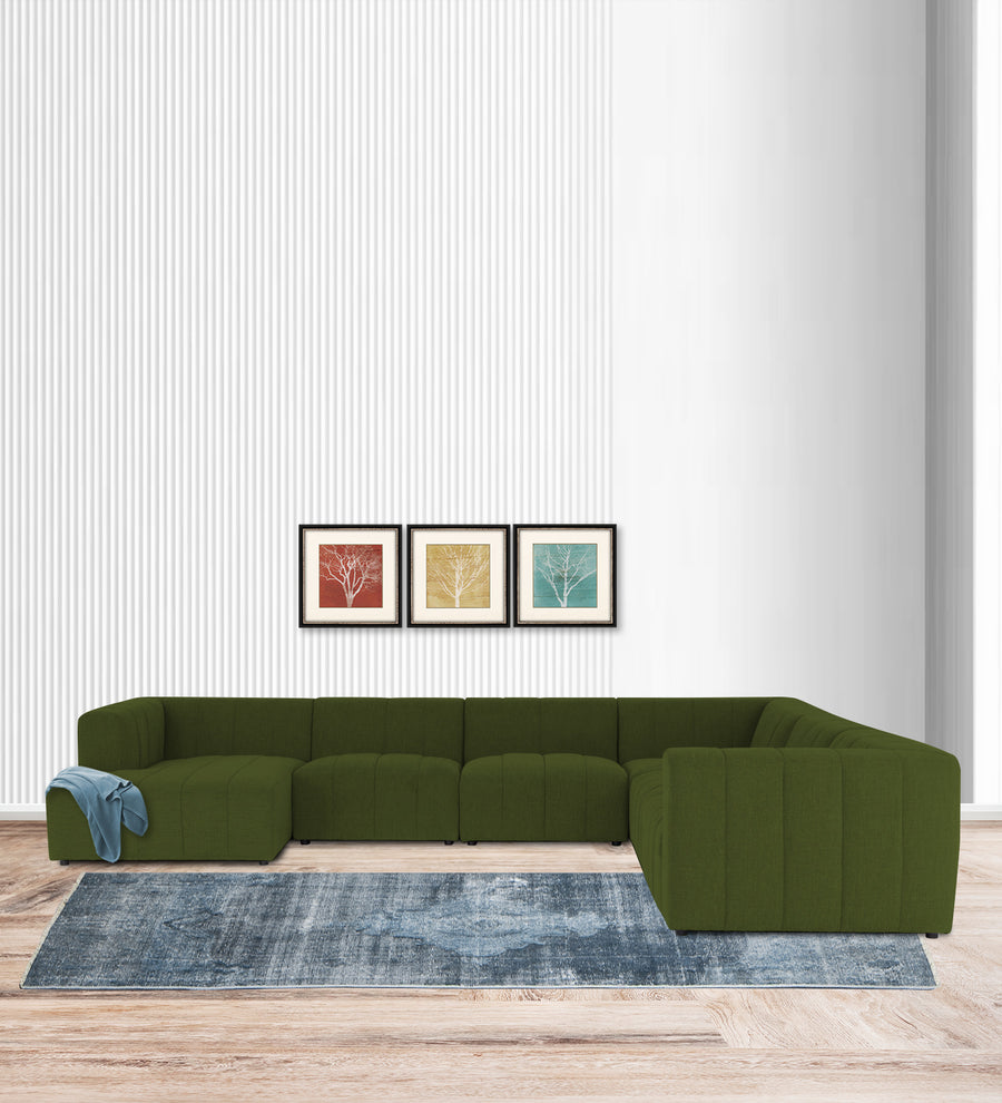 Damo  RHS 8 Seater Corner Fabric Sofa - Olive Green by Febonic Living