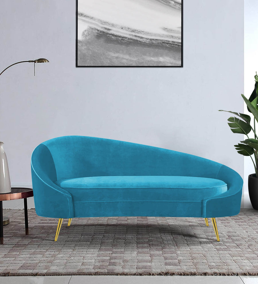 Cely  RHS Velvet Chaise Lounger - Aqua Blue by Febonic Living