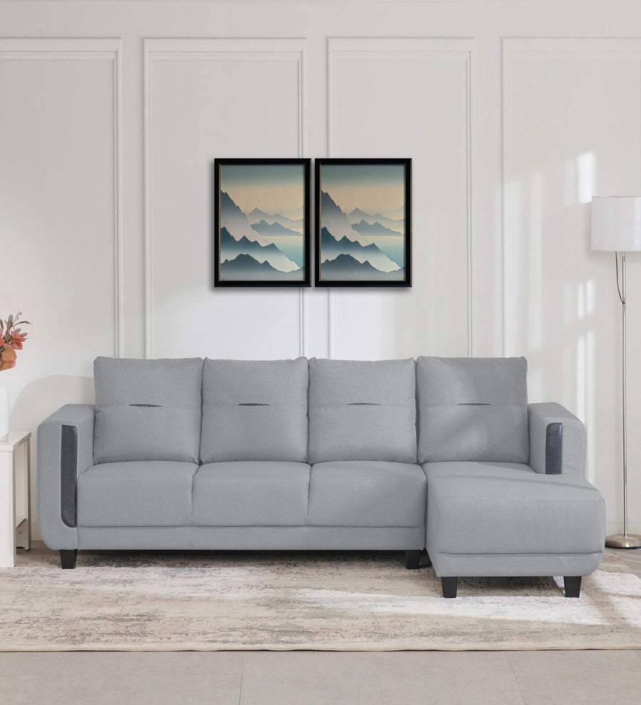 Perry  LHS  (3+Lounger) Fabric Sectional Sofa - Coin Grey by Febonic Living