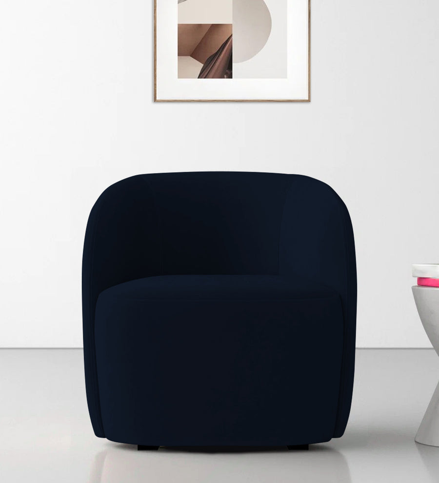 Lucky  Lounge Velvet Chair - Dark Blue by Febonic Living