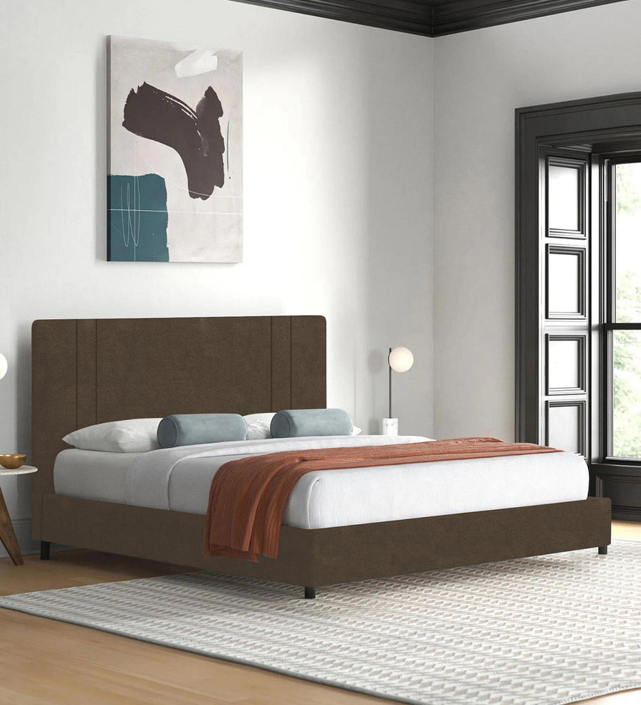 Asyra  Upholstered Velvet King Size Bed - Shade Brown (Box Storage) by Febonic Living