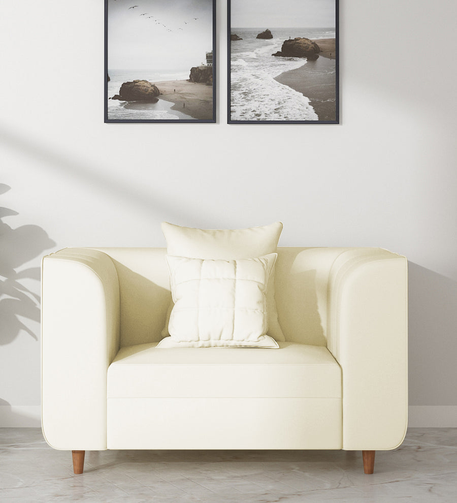 Sumo  1 Seater Velvet Sofa - Warm White by Febonic Living