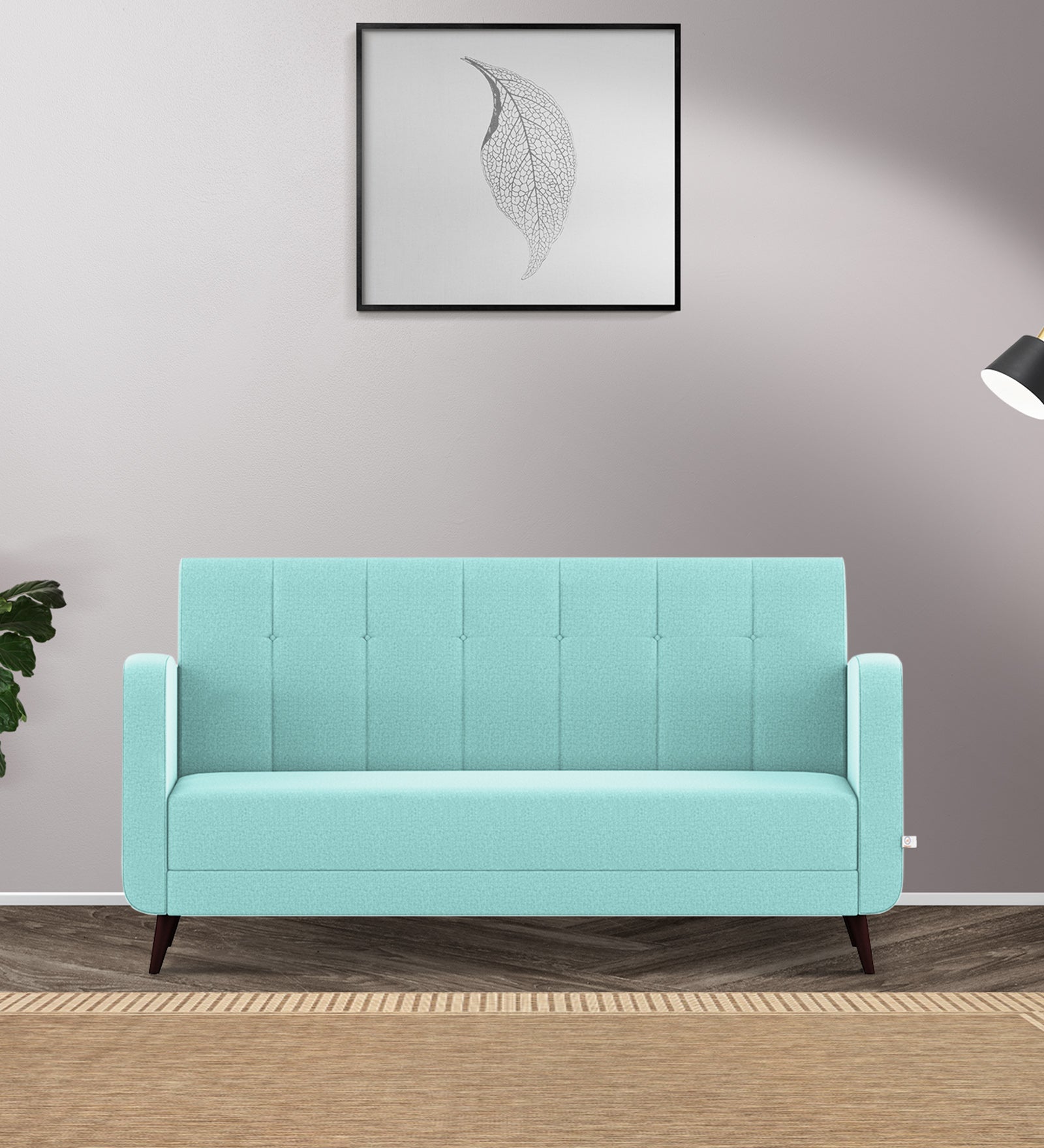 Wiki Velvet 3 Seater Sofa in Barmunda Aqua Colour