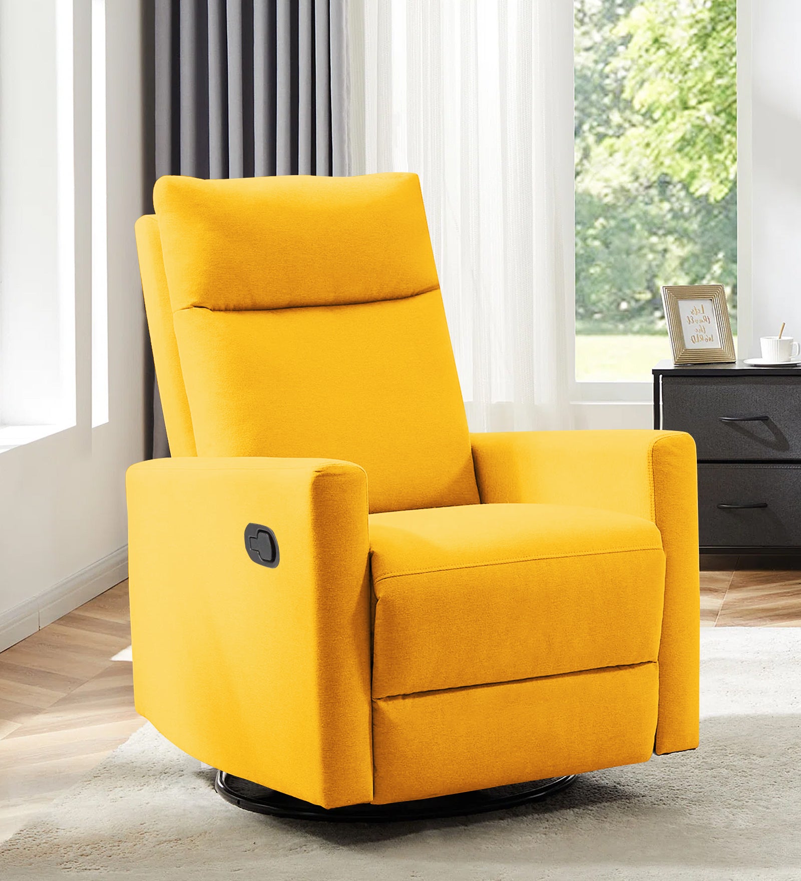 Zura Fabric Manual 1 Seater Recliner In Bold Yellow Colour