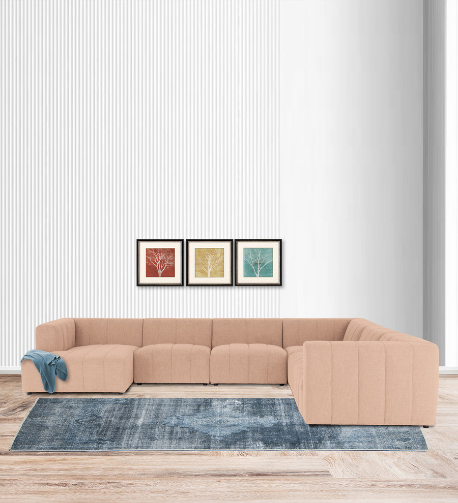 Damo  RHS 8 Seater Corner Fabric Sofa - Cosmic Beige by Febonic Living