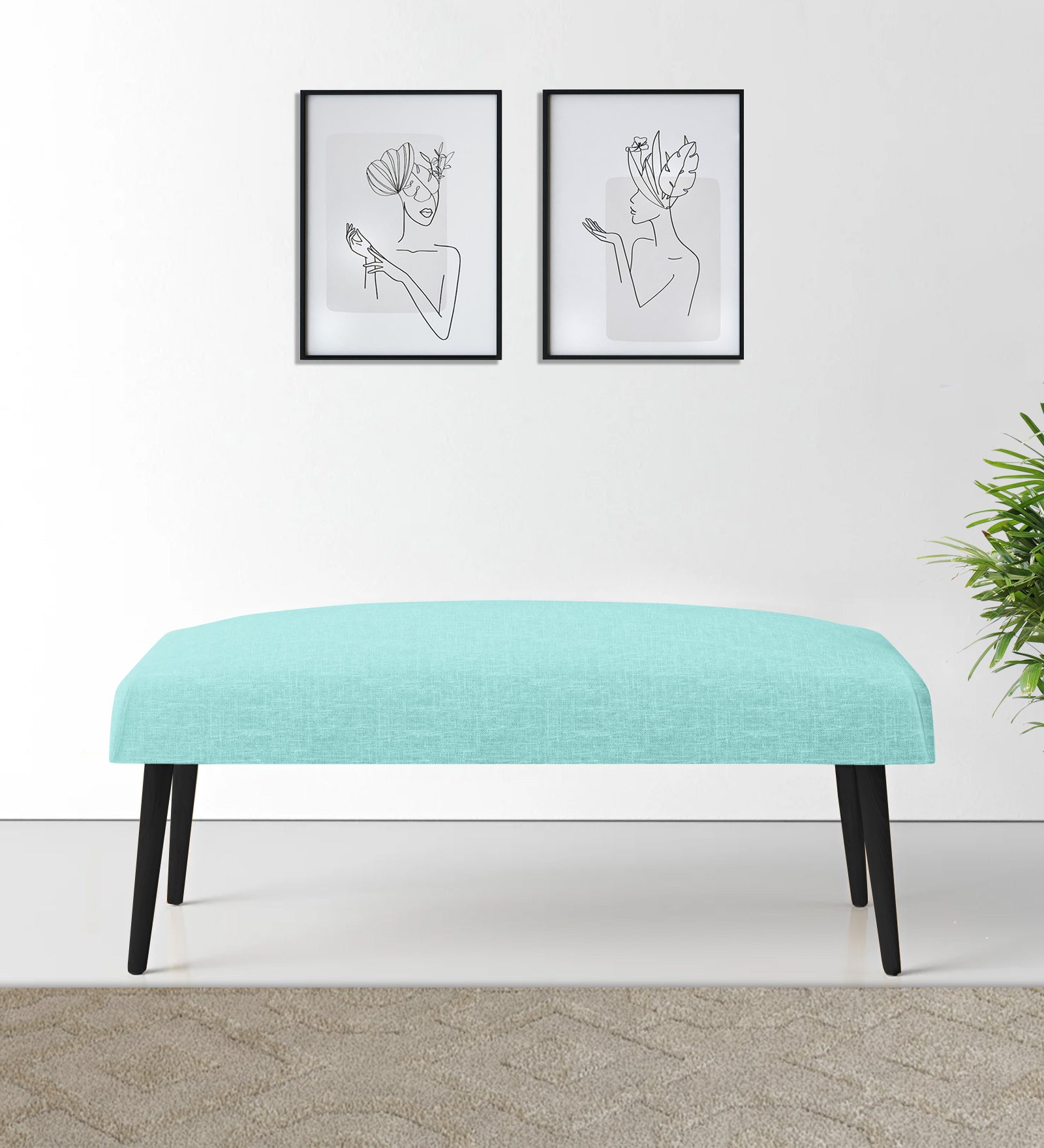 Adon Velvet Bench In Barmunda Aqua Colour