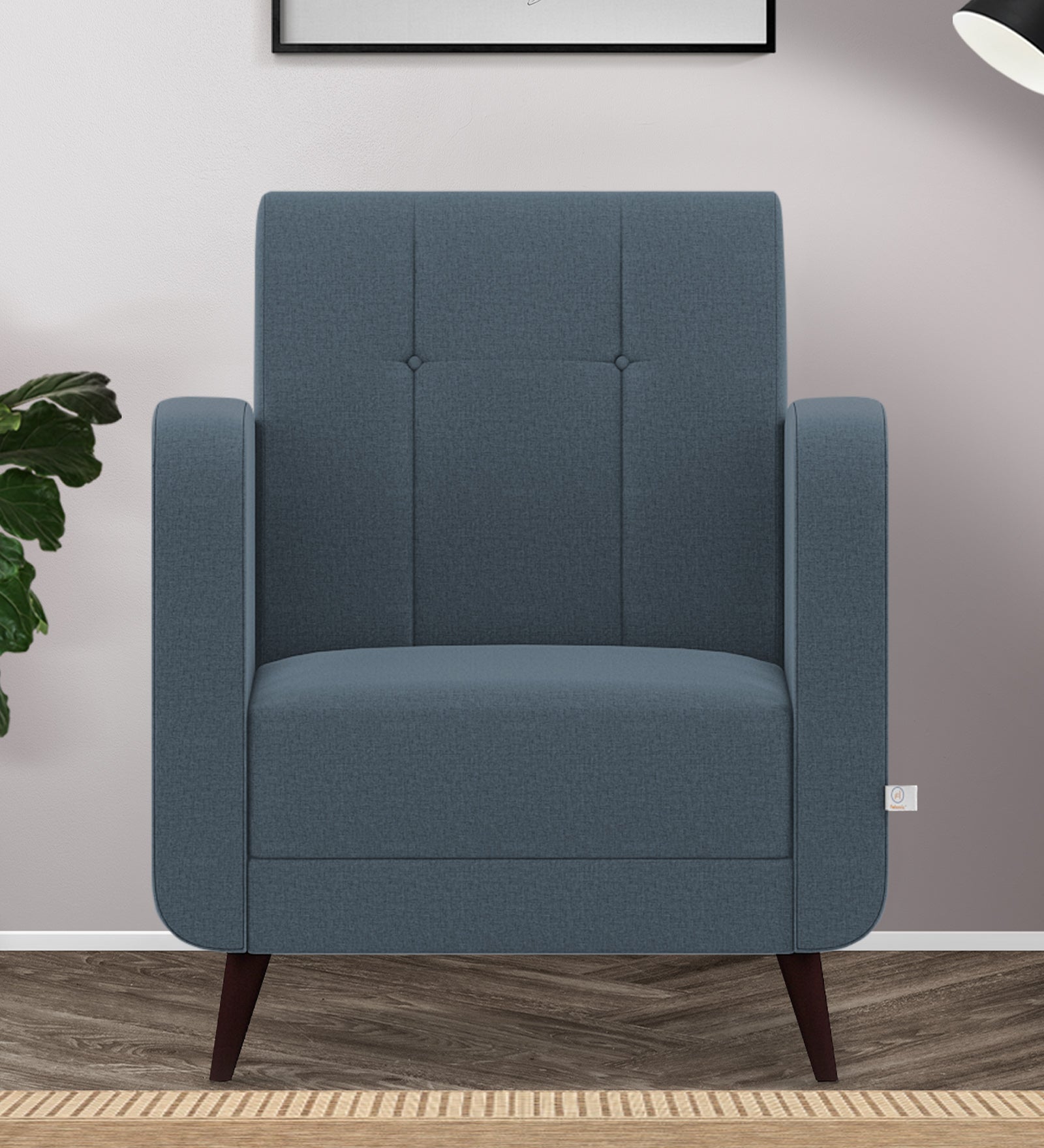 Wiki Velvet 1 Seater Sofa in Oxford Blue Colour