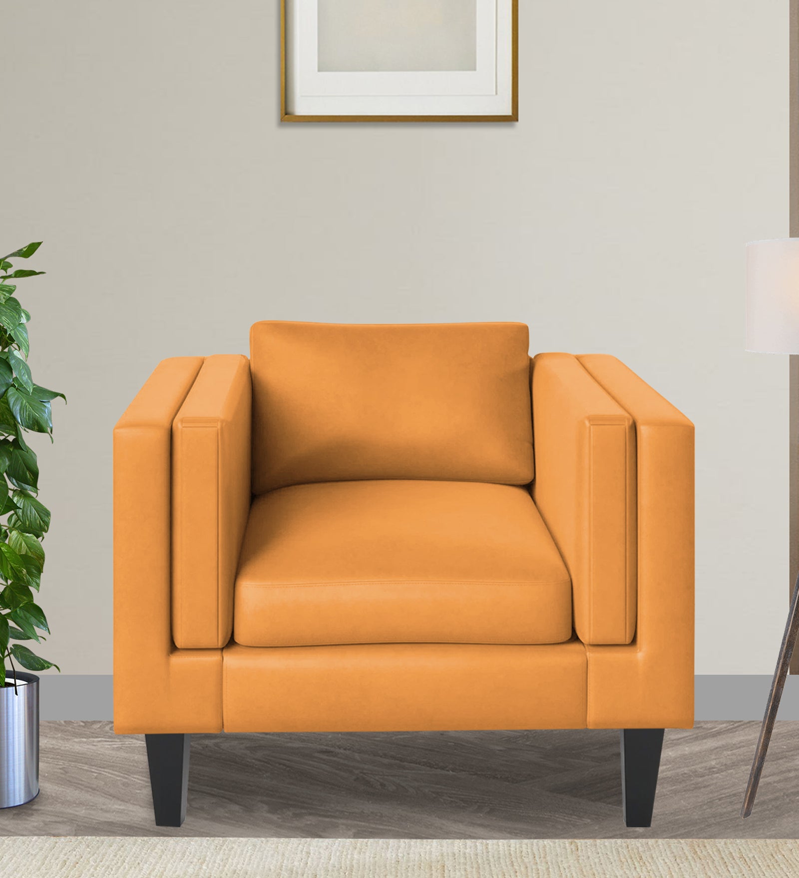 Jasper Velvet 1 Seater Sofa in Tangerine orange Colour