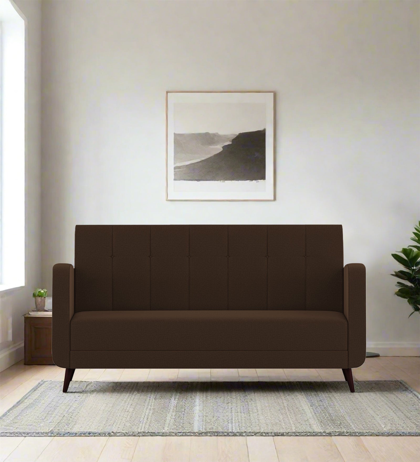 Wiki Velvet 3 Seater Sofa in Chocolate Brown Colour