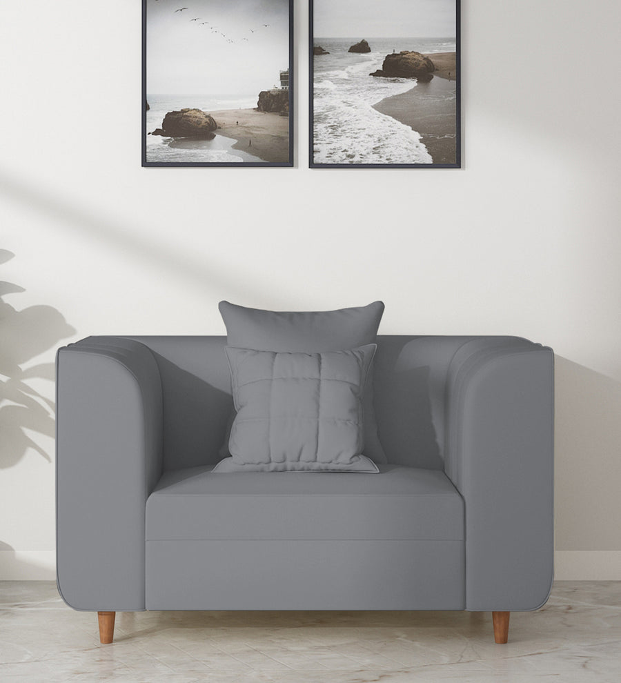 Sumo  1 Seater Velvet Sofa - Pubble Grey by Febonic Living