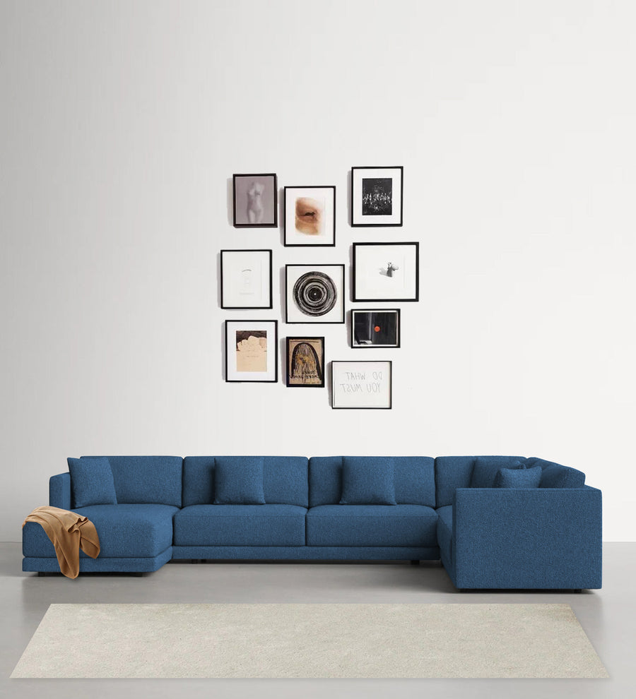 Carlin  RHS 8 Seater Fabric Sectional Sofa - Light Blue by Febonic Living