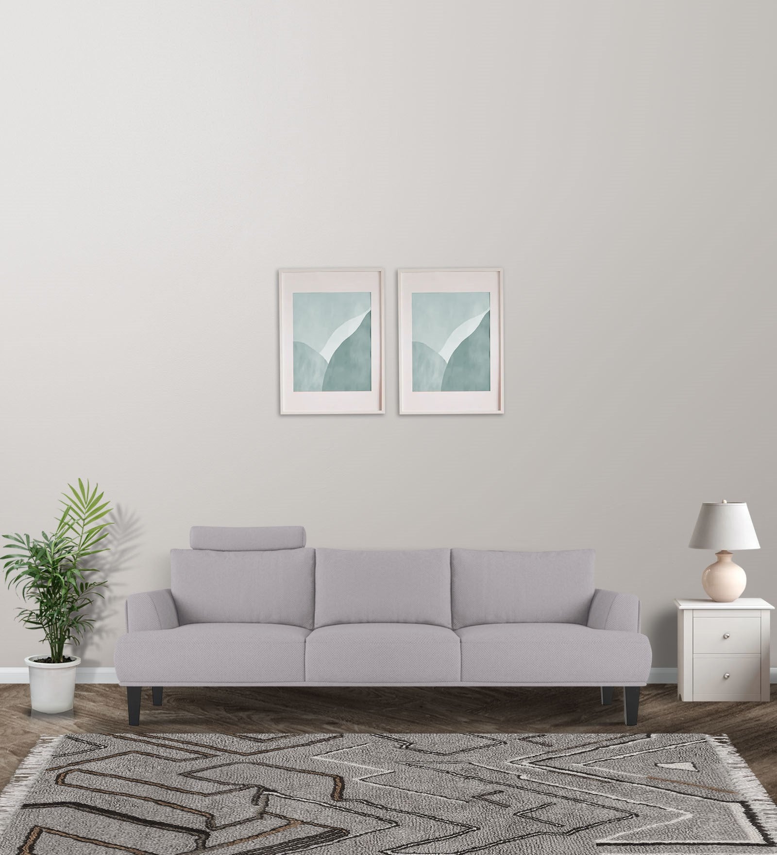 Como Fabric 3 Seater Sofa in Lit Grey Colour