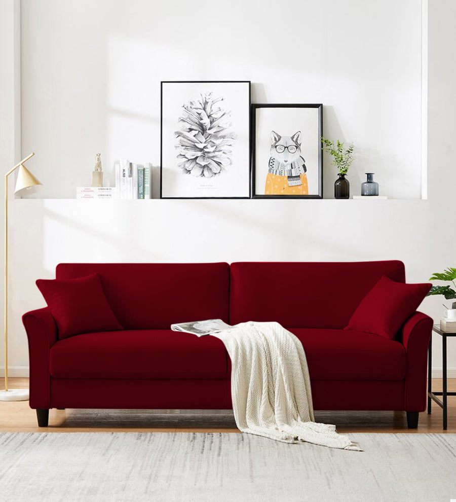 Daroo 3 Seater Velvet Sofa - Cherry Red by Febonic Living