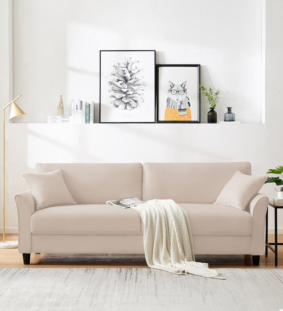 Daroo Velvet 3 Seater Sofa Camel Beige Living Room Sofa Febonic