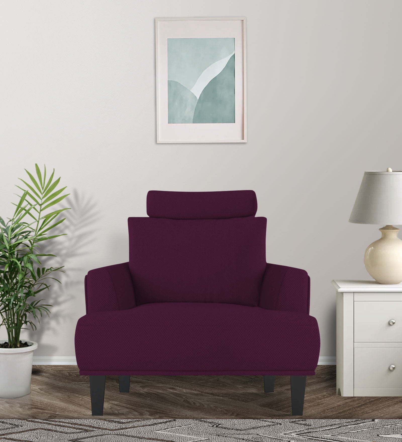 Como Fabric 1 Seater Sofa in Greek Purple Colour