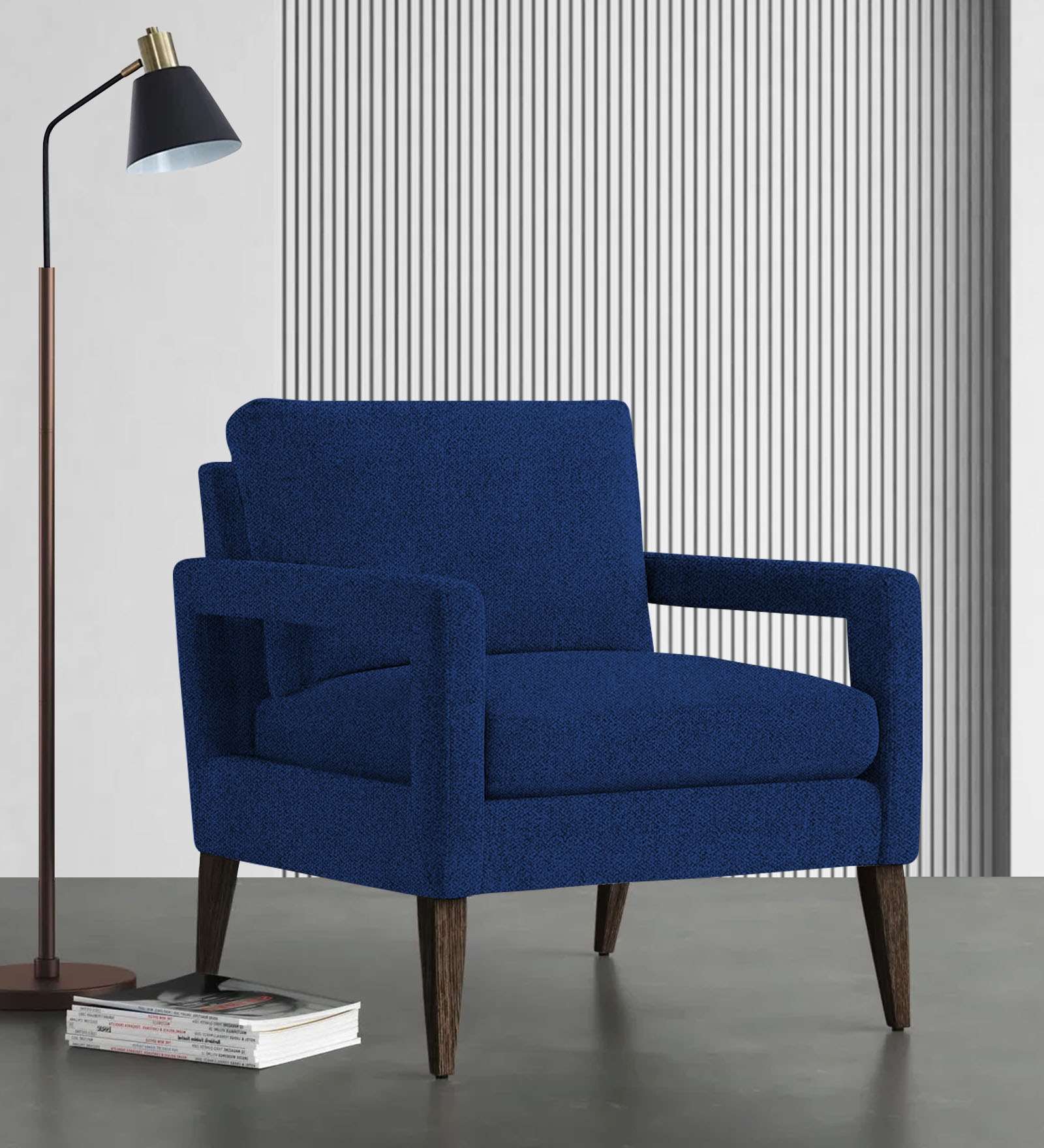 Olsen Fabric Arm Chair in Royal Blue Colour