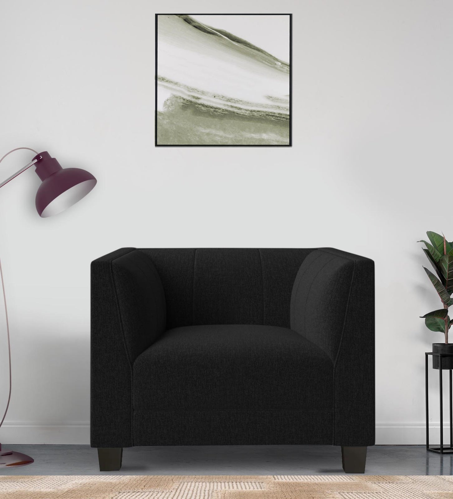 Chastin Fabric 1 Seater Sofa in Zed Black Colour