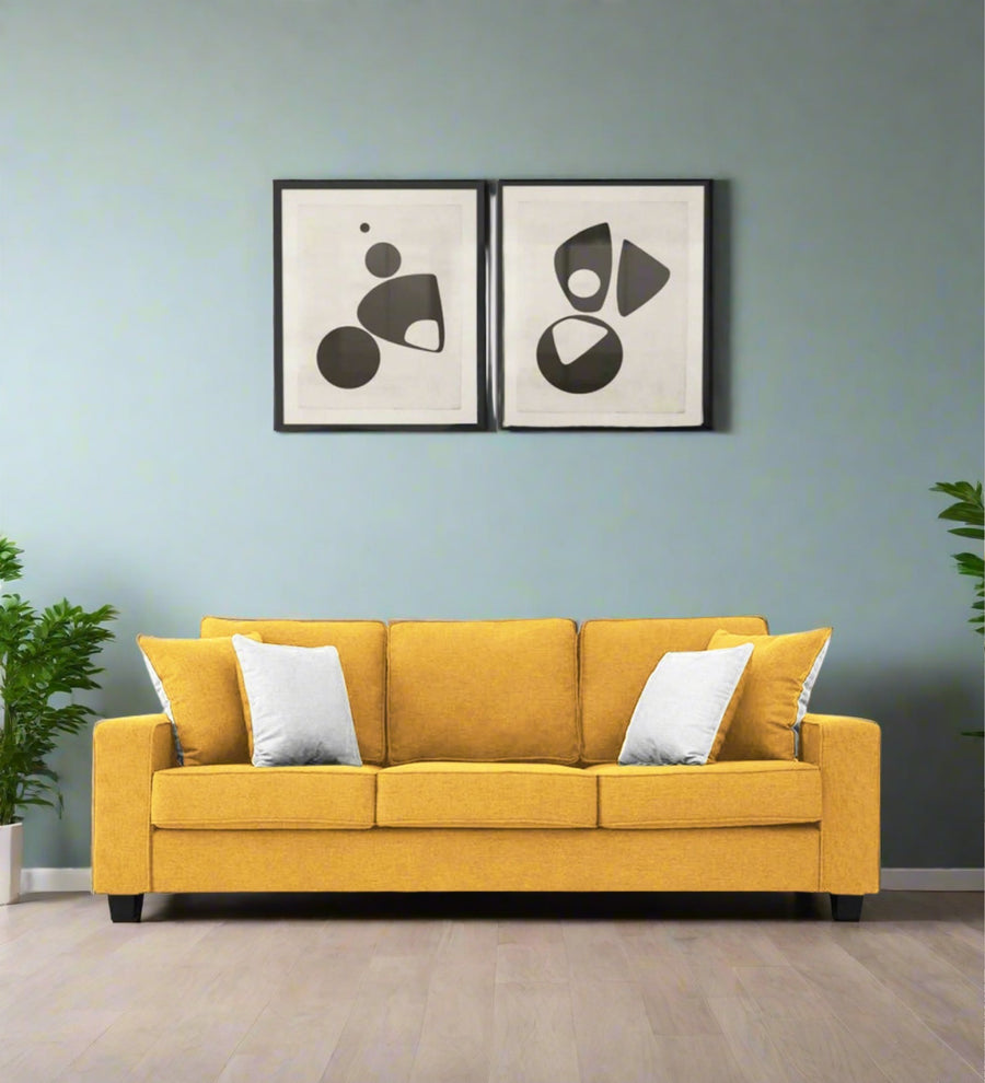 Ladybug 3 Seater Fabric Sofa - Bold Yellow by Febonic Living