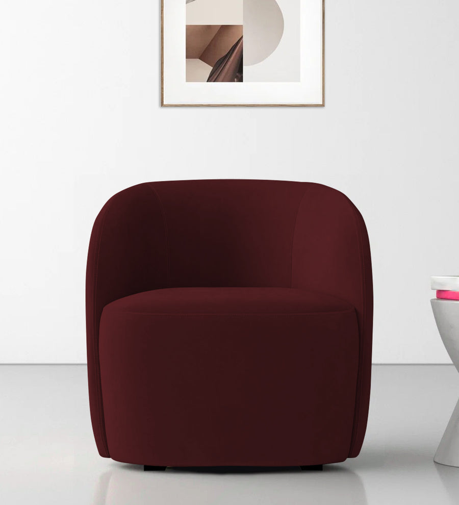 Lucky  Lounge Velvet Chair - Dark Maroon by Febonic Living