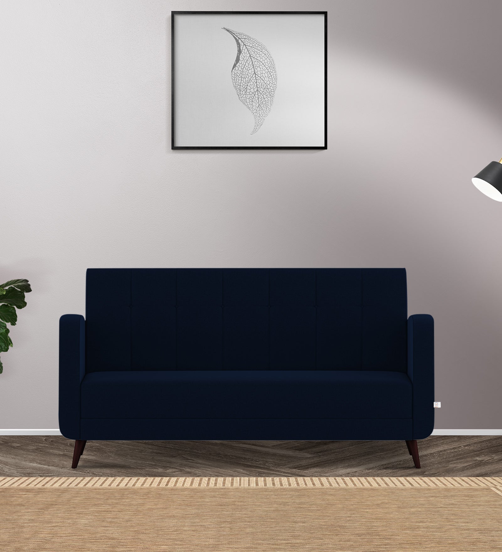 Wiki Velvet 3 Seater Sofa in Dark Blue Colour