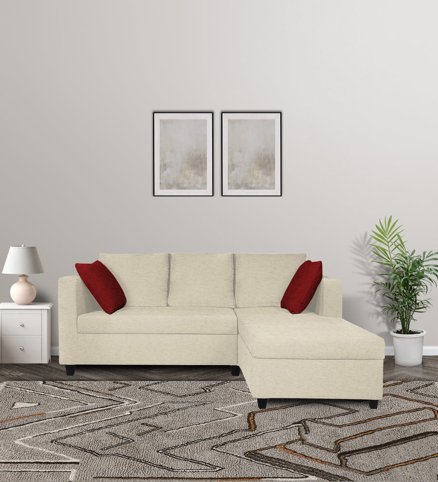 Nebula  LHS  (2+Lounger) Fabric Sectional Sofa - Ivory Cream by Febonic Living