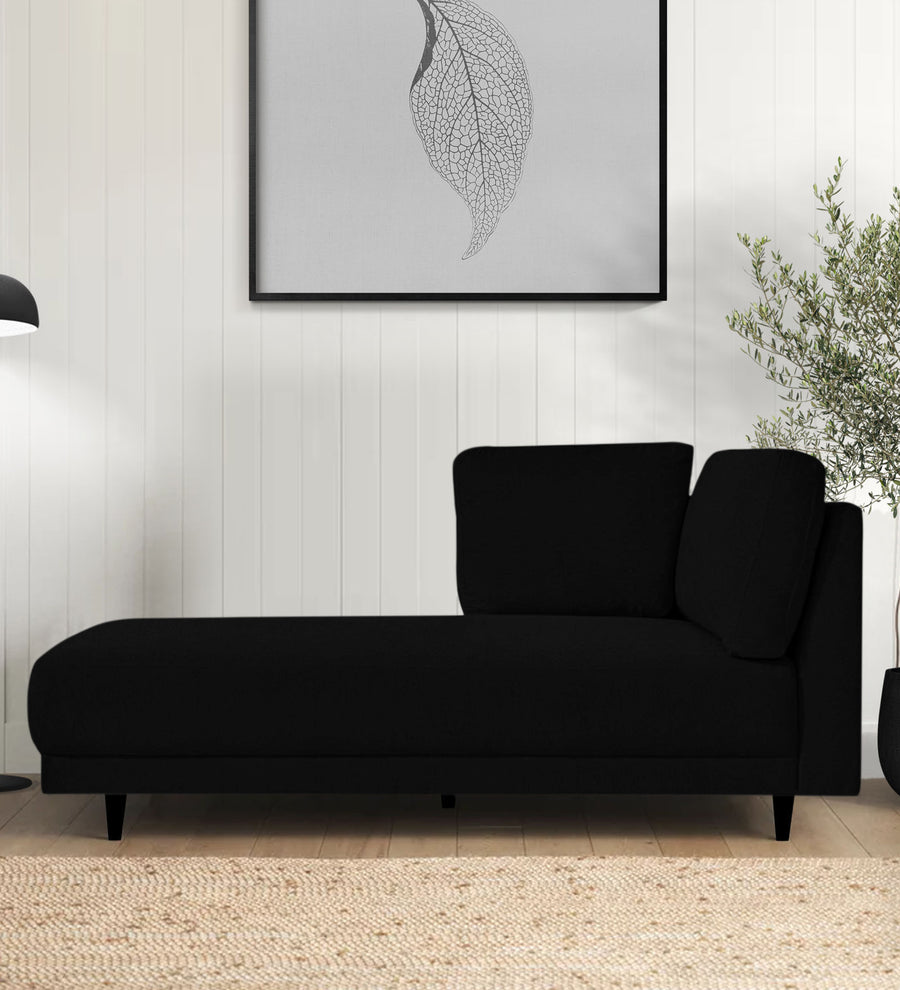 Jonze  LHS Velvet Chaise Lounger - Adam Black by Febonic Living
